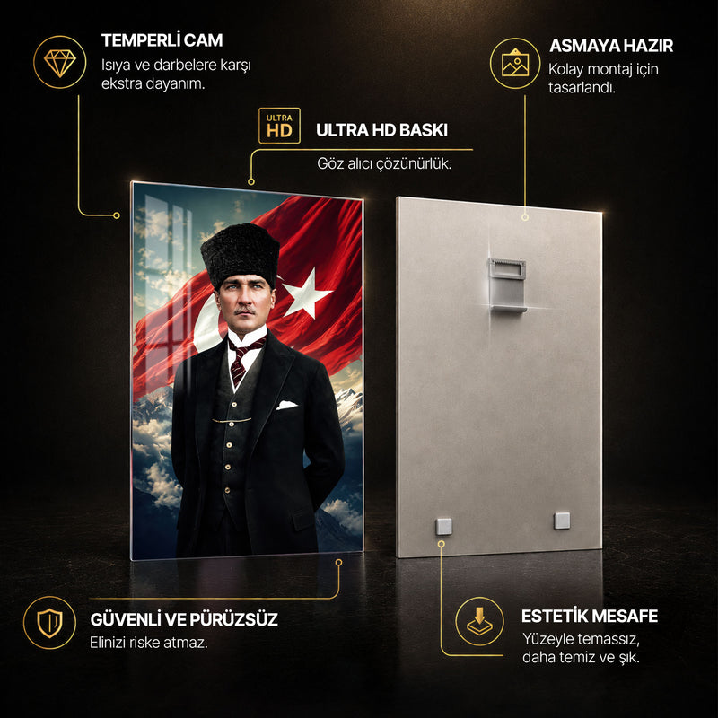 Bulutlarda Atatürk Cam Tablo