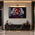 Üç Aslan Türkiye Bayrağı Cam Tablo – Altın Çerçeveli Cam Tablo