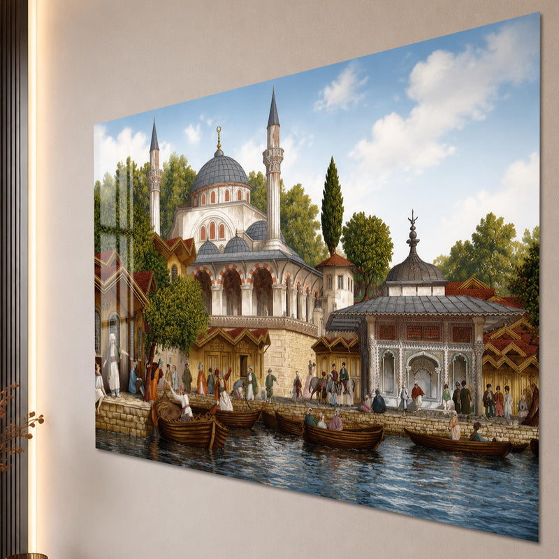 Osmanlı Sahil Camii ve Kayıklar Cam Tablo – Cam Tablo