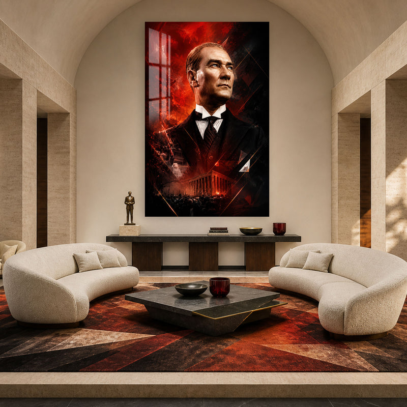 Kızıl Işıkta Atatürk Cam Tablo