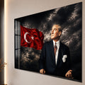 Fırtınalı Gökte Atatürk Cam Tablo