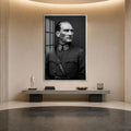 Üniformalı Atatürk Cam Tablo – Gümüş Çerçeveli