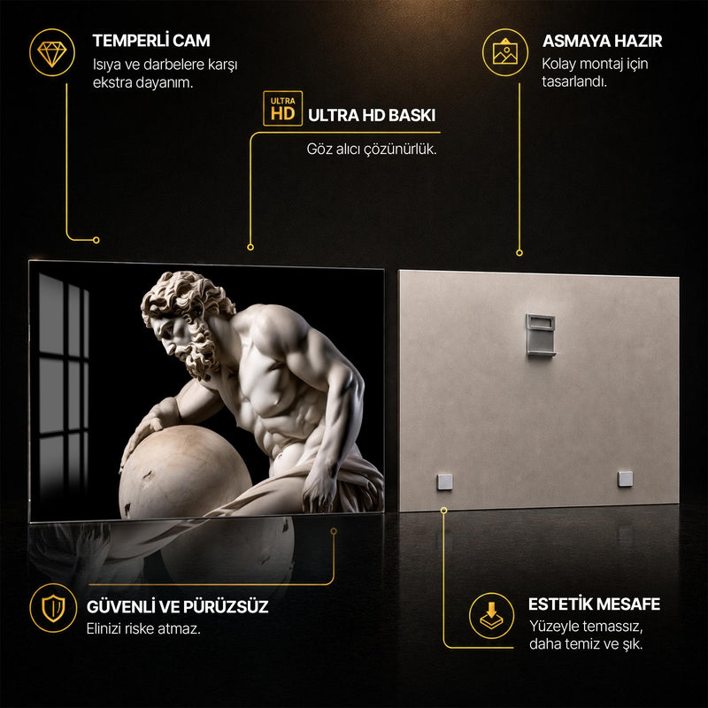 Dünyayı Taşıyan Atlas Heykeli Cam Tablo – Cam Tablo