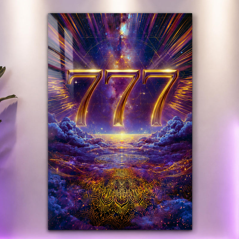 Kozmik Ufukta Altın 777 Cam Tablo – Cam Tablo