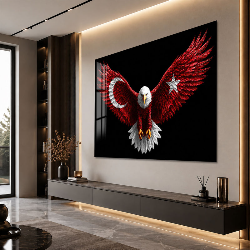 Türk Bayraklı Kartal Cam Tablo – Cam Tablo