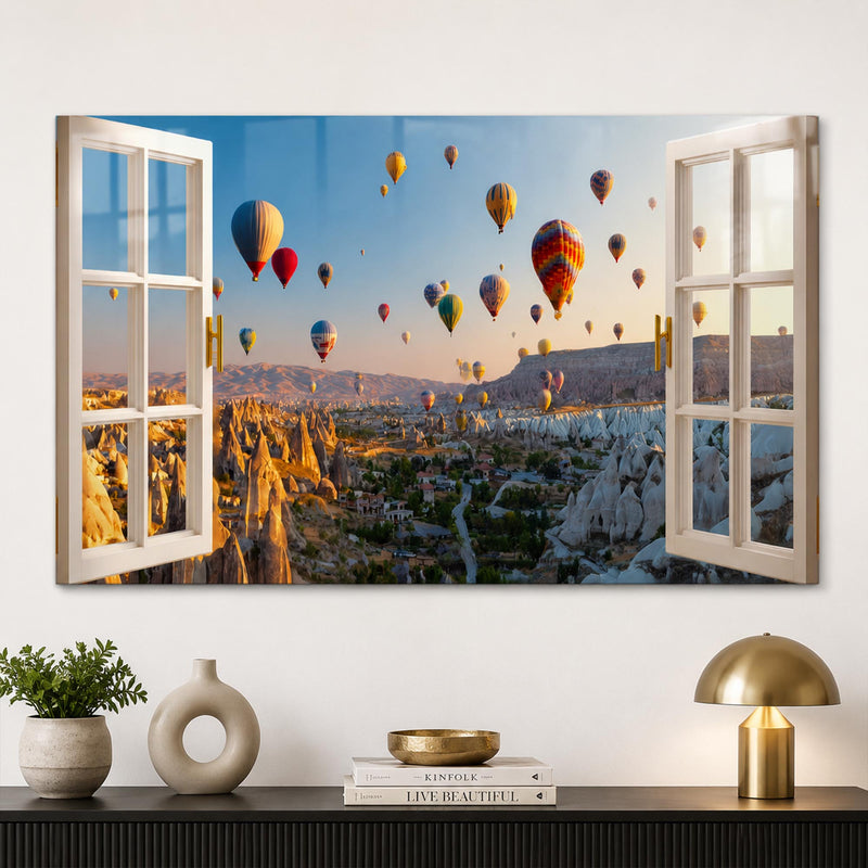 Kapadokya Sıcak Hava Balonları Cam Tablo – Cam Tablo