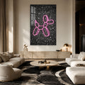 Neon Pembe Balon Köpek Cam Tablo – Cam Tablo