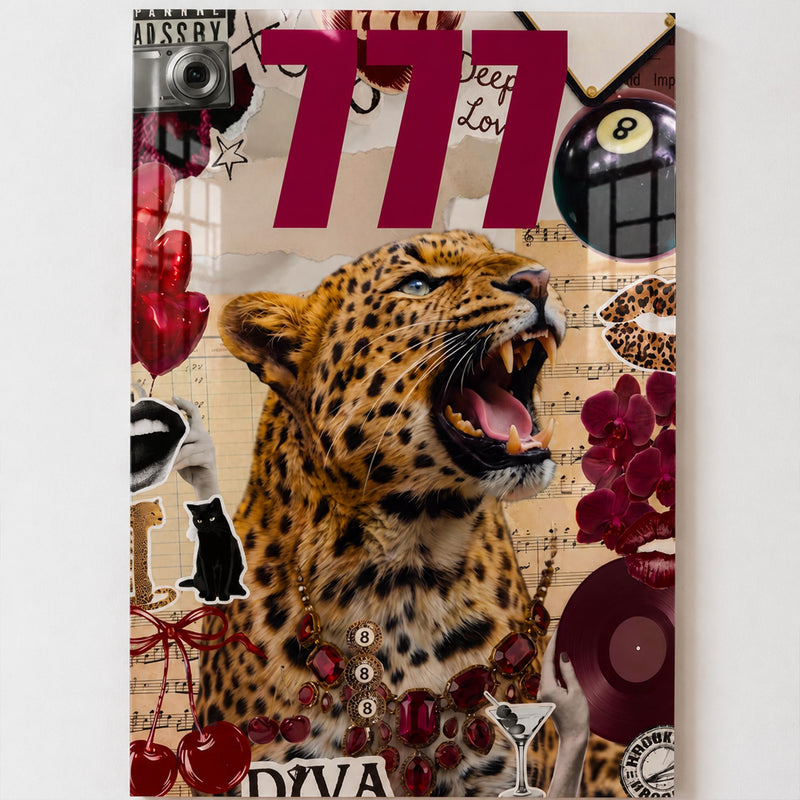Kolaj Leopar ve 777 Cam Tablo – Cam Tablo