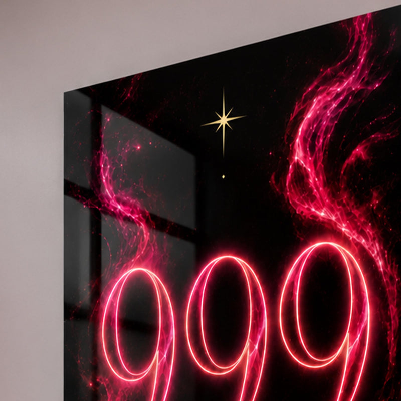 Fuşya Alevlerde 999 Cam Tablo – Cam Tablo