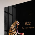 Siyah Zeminde 222 Leopar Cam Tablo – Cam Tablo