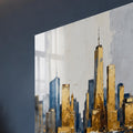 Altın Lacivert New York Skyline Cam Tablo – Cam Tablo