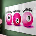 Pembe Bilardo Toplarında Şans Cam Tablo – Cam Tablo