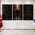 Atatürk Köşesi Üçlü Cam Tablo Seti — Aydınlık Yolda Yürüyen Atatürk