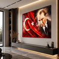 Kızıl Bayrakta Atatürk Cam Tablo