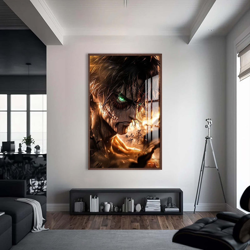 Flame Titan Cam tablo – Ceviz Çerçeveli Cam Tablo