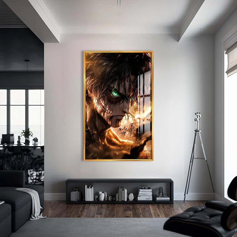 Flame Titan Cam tablo – Altın Çerçeveli Cam Tablo