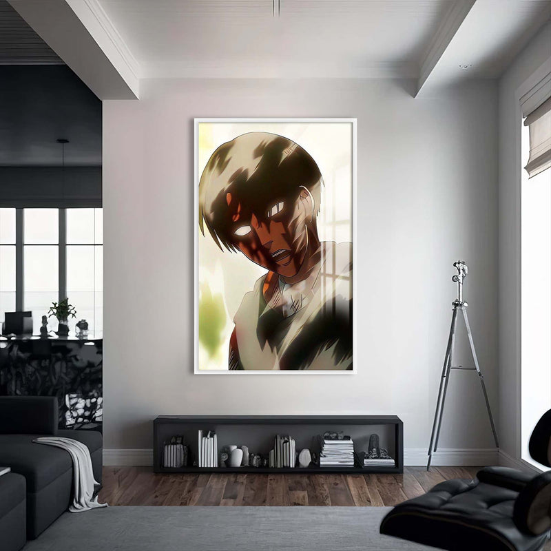 Levi Ackerman Cam tablo – Beyaz Çerçeveli Cam Tablo