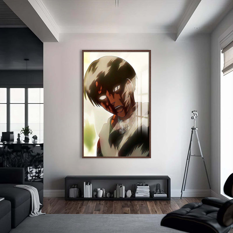 Levi Ackerman Cam tablo – Ceviz Çerçeveli Cam Tablo
