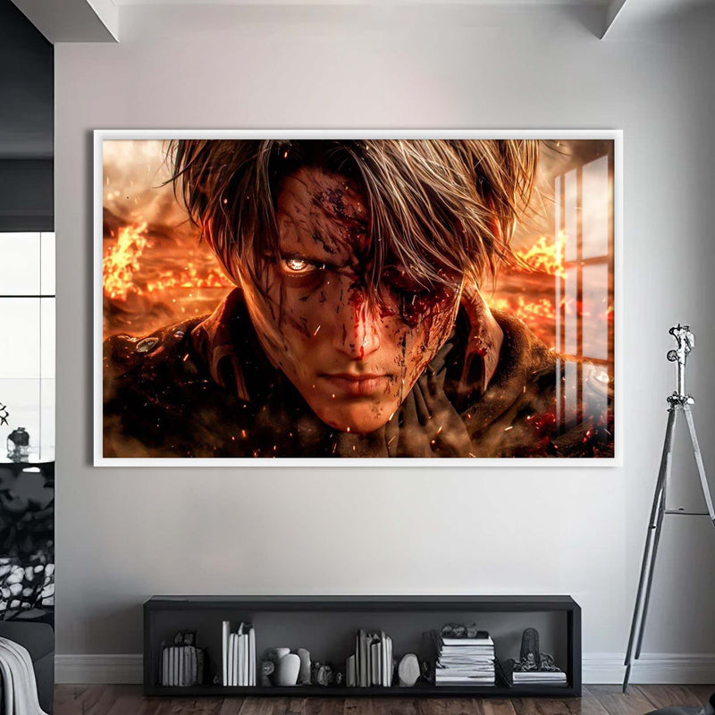 Fireborn Soldier Cam tablo – Beyaz Çerçeveli Cam Tablo