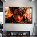 Fireborn Soldier Cam tablo – Altın Çerçeveli Cam Tablo