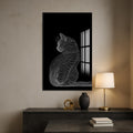 Çizgisel Kedi Cam Tablo – Cam Tablo