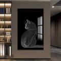 Çizgisel Kedi Cam Tablo – Cam Tablo