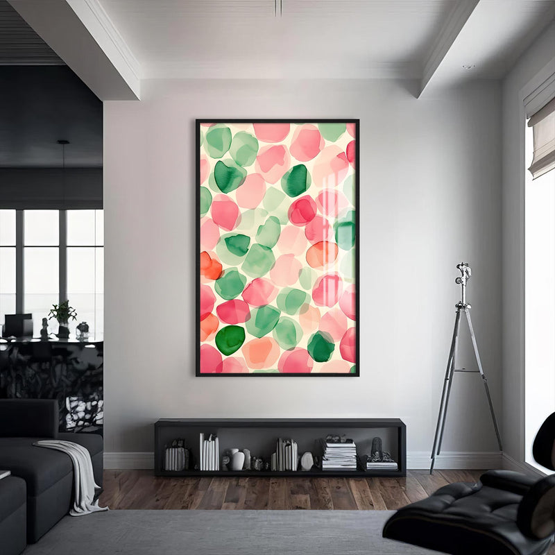 Pastel Damlalar Cam Tablo – Siyah Çerçeveli Cam Tablo