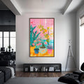 Tropik Balkon Cam Tablo – Ceviz Çerçeveli Cam Tablo