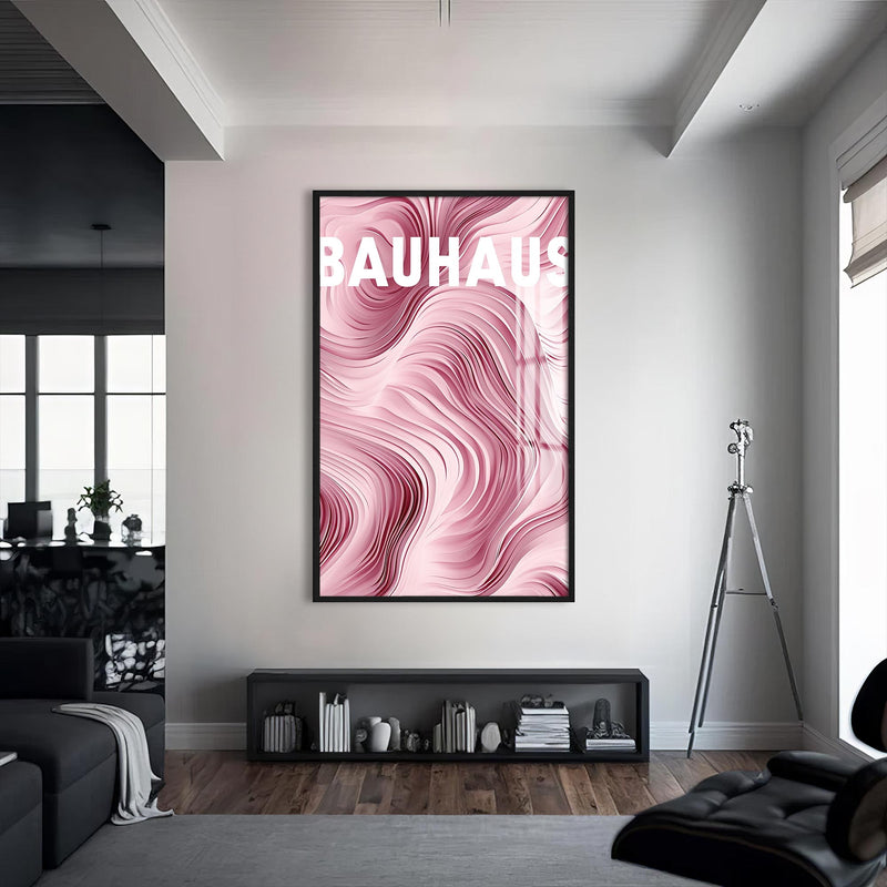 Pembe Harmoni Cam Tablo – Siyah Çerçeveli Cam Tablo