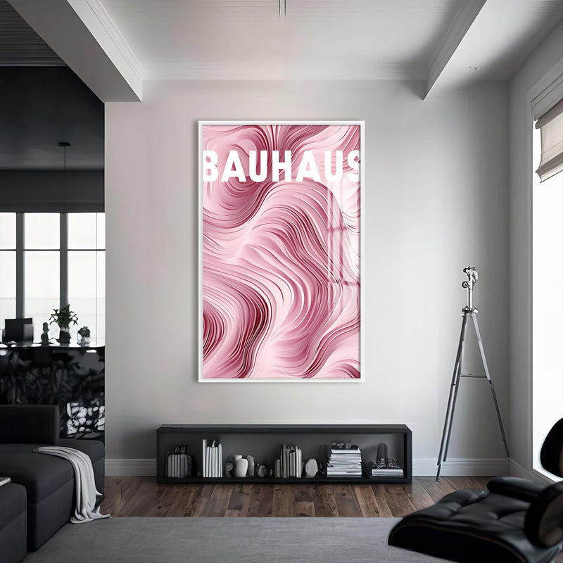 Pembe Harmoni Cam Tablo – Beyaz Çerçeveli Cam Tablo