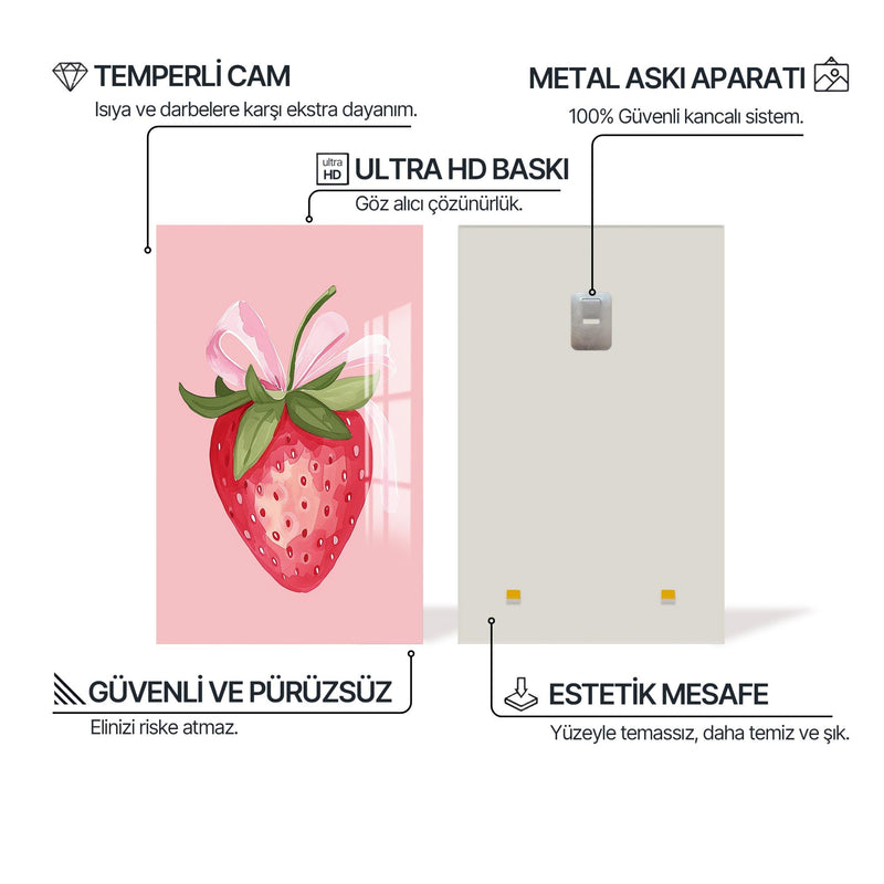 Şeker Pembesi Çilek Cam Tablo – Cam Tablo