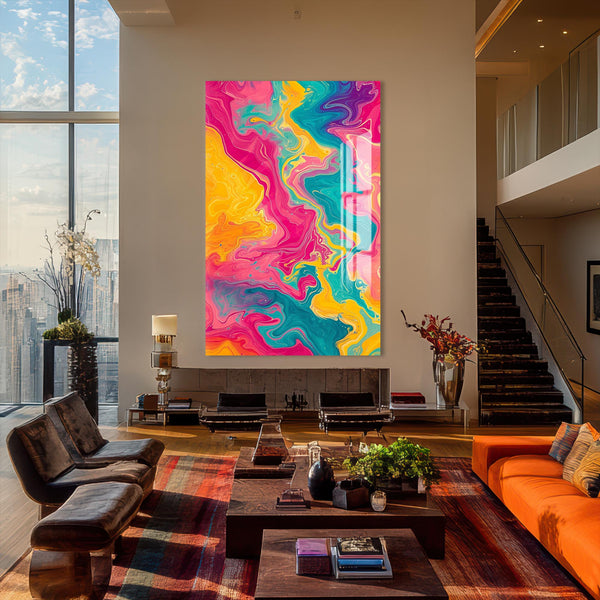 Canlı Dalgalar Cam Tablo