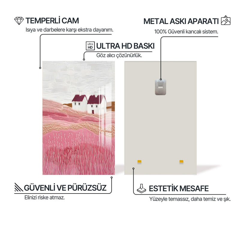 Pembe Tepeler Cam Tablo – Cam Tablo