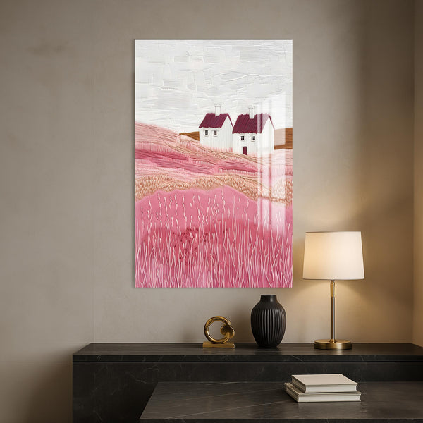 Pembe Tepeler Cam Tablo