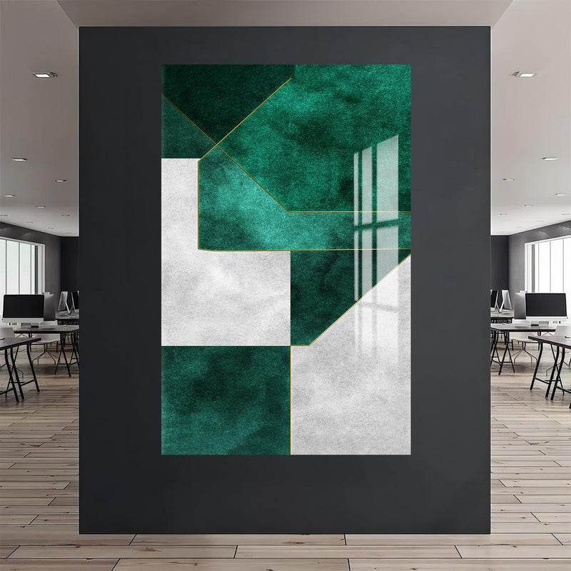 Yeşilin Geometrisi Cam Tablo – Cam Tablo