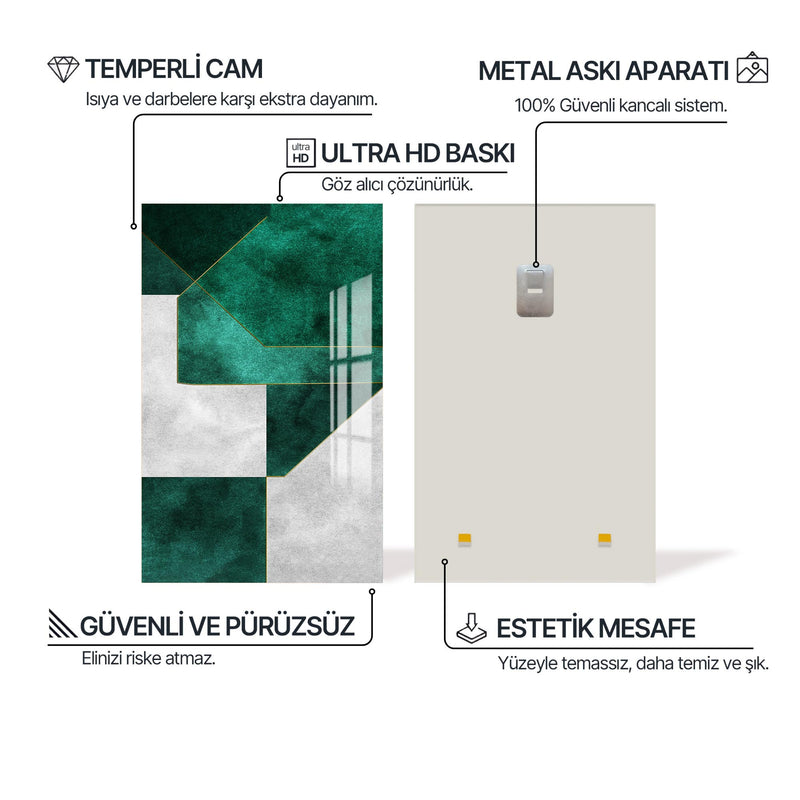 Yeşilin Geometrisi Cam Tablo – Cam Tablo