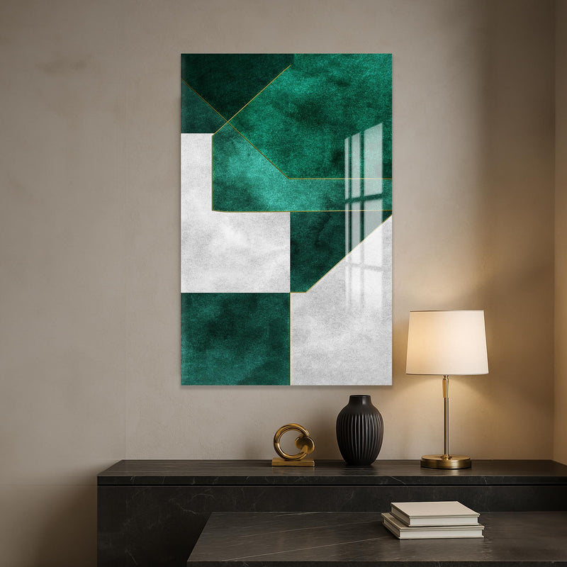 Yeşilin Geometrisi Cam Tablo – Cam Tablo