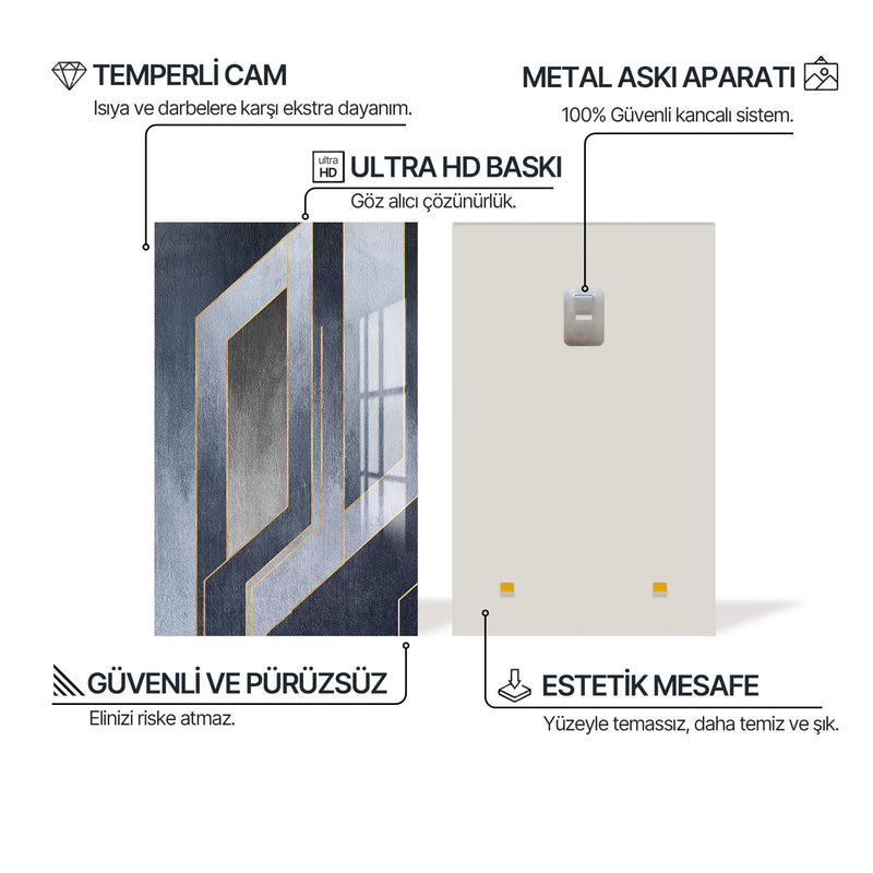 Geometrik Gri Cam Tablo – Cam Tablo
