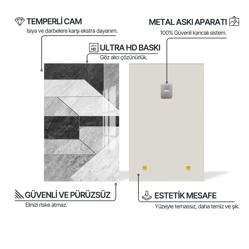 Geometrik Gri2 Cam Tablo – Cam Tablo