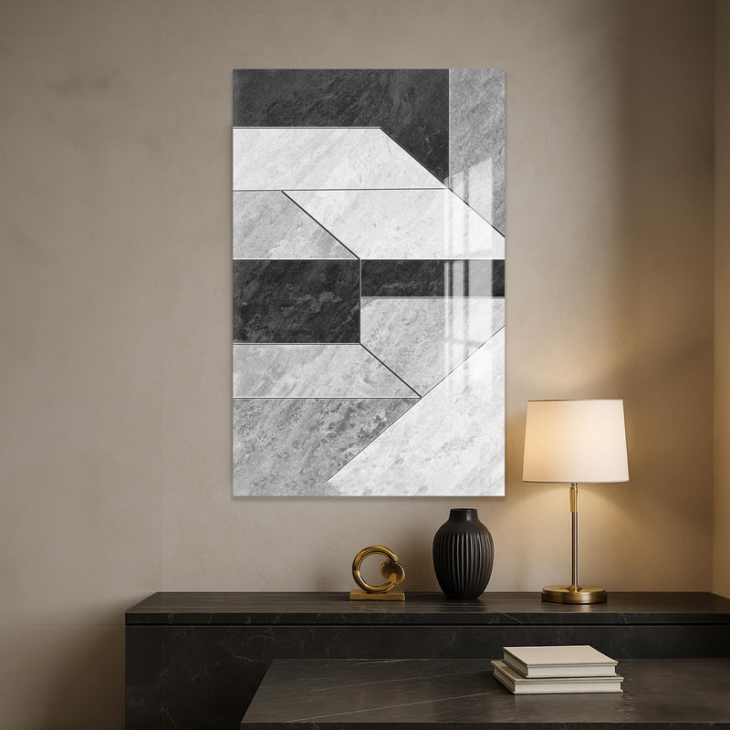 Geometrik Gri2 Cam Tablo – Cam Tablo
