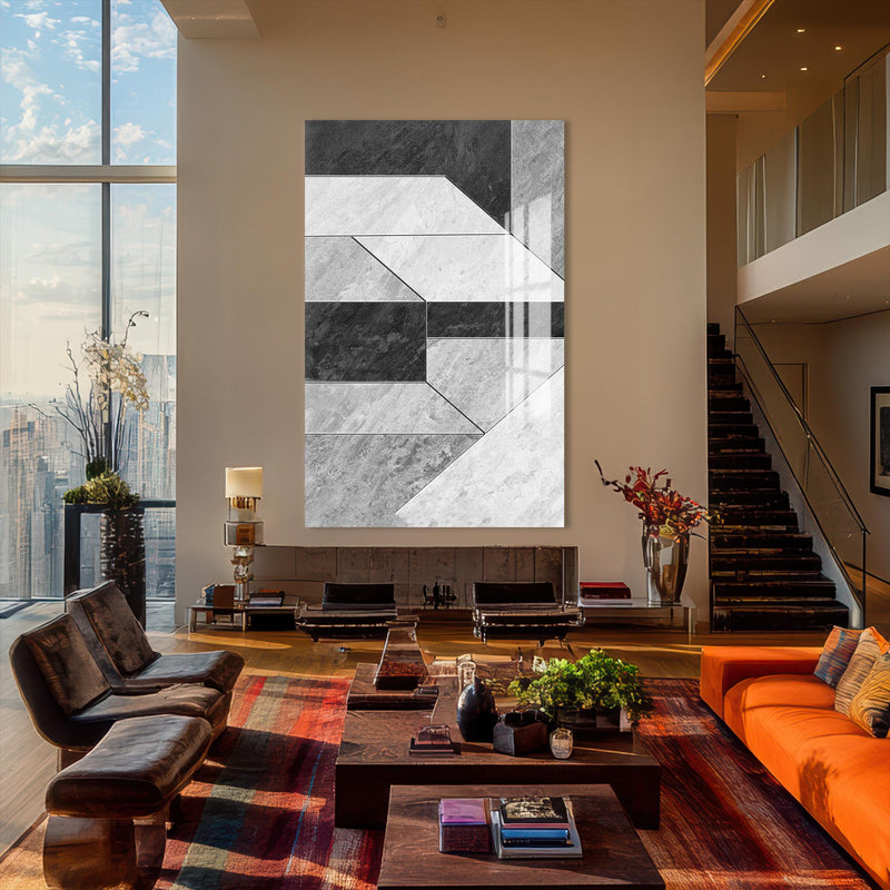 Geometrik Gri2 Cam Tablo – Cam Tablo