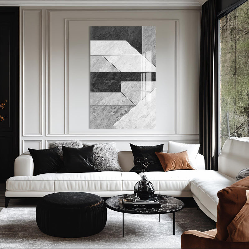 Geometrik Gri2 Cam Tablo – Cam Tablo