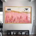 Pastel Meadow Cam Tablo – Altın Çerçeveli Cam Tablo