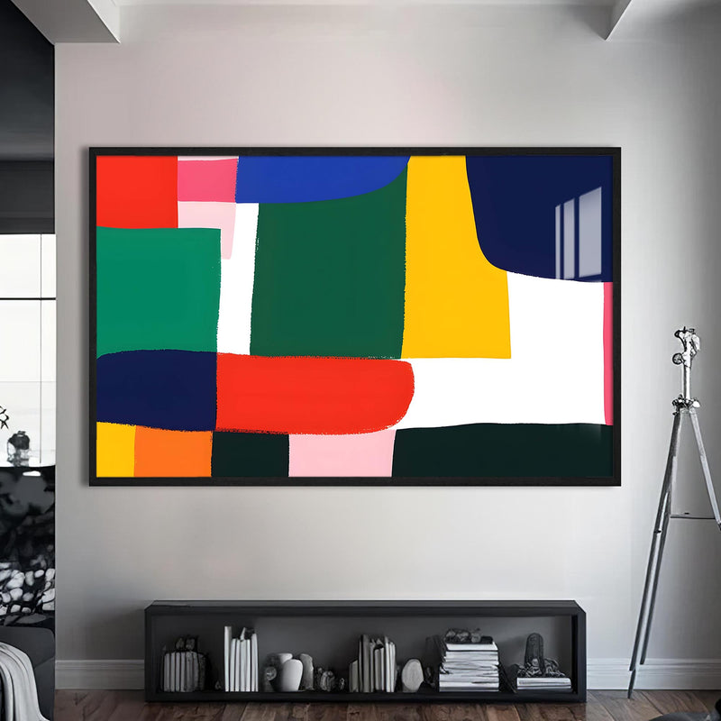 Color Blocks Cam Tablo – Siyah Çerçeveli Cam Tablo
