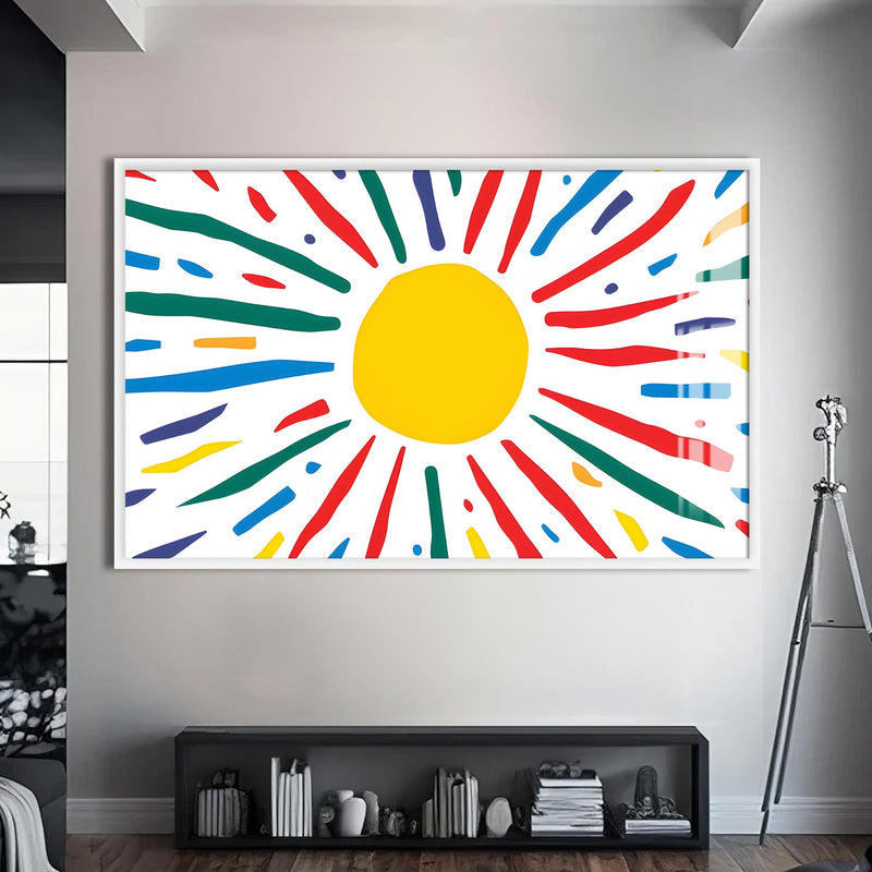 Sunny Day Cam Tablo – Beyaz Çerçeveli Cam Tablo