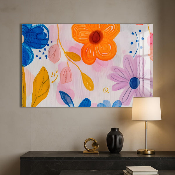 Bahar Çiçekleri Cam Tablo