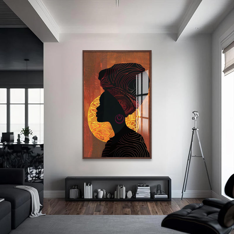 Çölün Annesi Cam Tablo – Ceviz Çerçeveli Cam Tablo