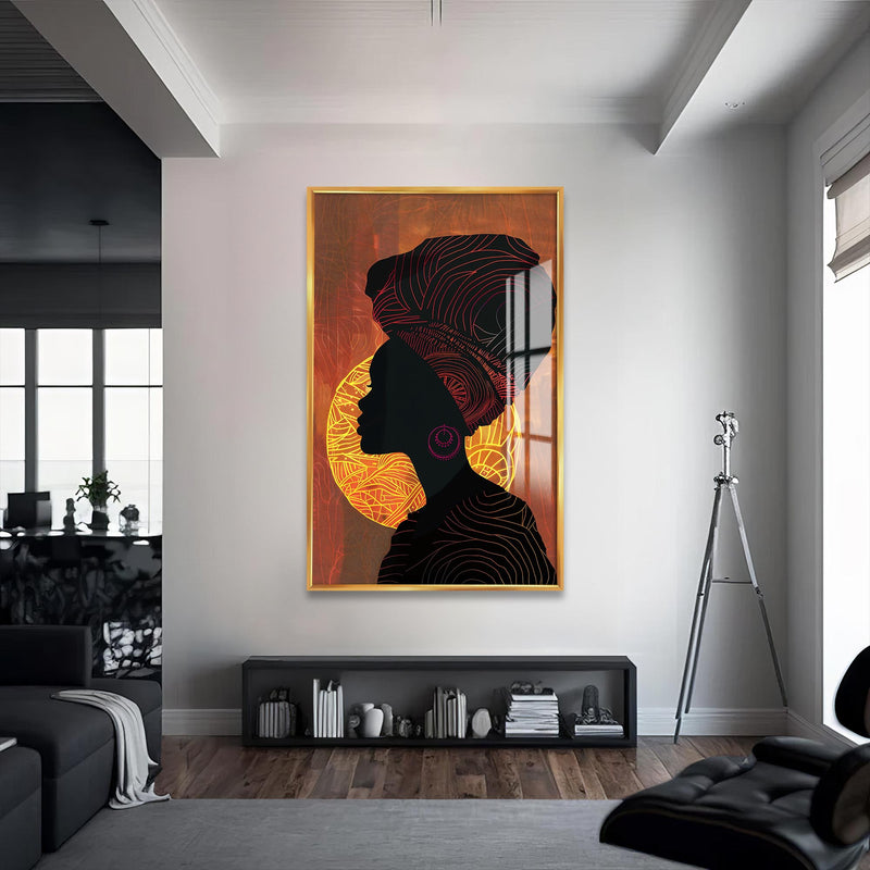 Çölün Annesi Cam Tablo – Altın Çerçeveli Cam Tablo