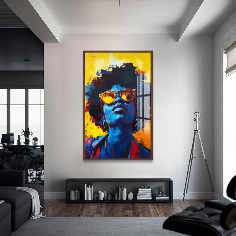 Kadın ve Sanat Cam Tablo – Ceviz Çerçeveli Cam Tablo