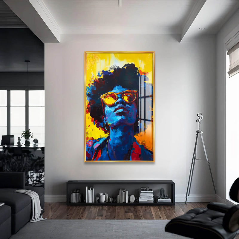 Kadın ve Sanat Cam Tablo – Altın Çerçeveli Cam Tablo
